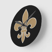 Lilie Gold mit weißer und schwarzer Kontur Runde Wanduhr (Winkel)