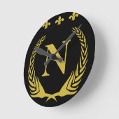 Lilie Gold Runde Wanduhr (Winkel)
