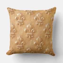 Lilie, goldfarbene Holzwand, Vintages Holz Kissen