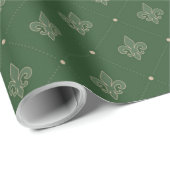 Lilie Green French Damask Pattern Geschenkpapier (Rolleneckpunkt)