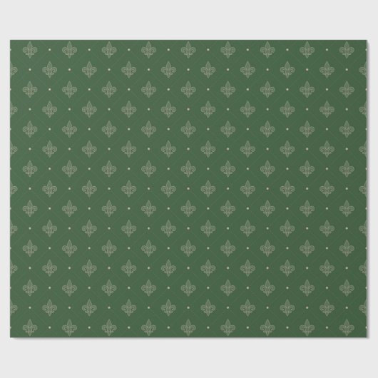 Lilie Green French Damask Pattern Geschenkpapier (Flach)