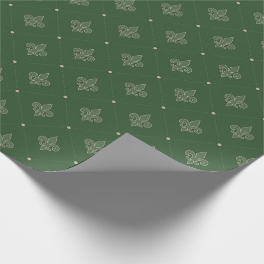 Lilie Green French Damask Pattern Geschenkpapier (Ecke)