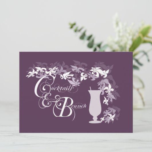 Lilie Hurricancocktails und Brunch Einladung (Stehend Vorderseite)