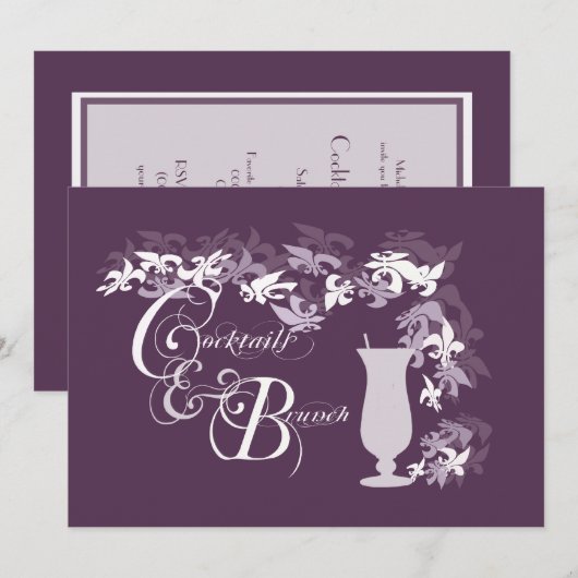 Lilie Hurricancocktails und Brunch Einladung (Vorne/Hinten)