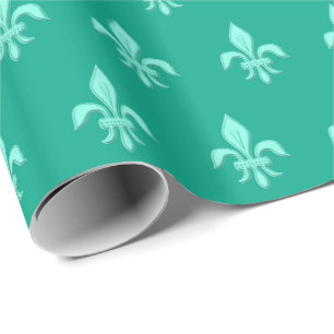 Lilie im hellen Aqua auf Türkis Geschenkpapier