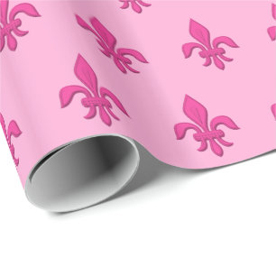 Lilie in Fuchsienrosa auf hellrosa Geschenkpapier