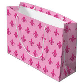 Lilie in Fuchsienrosa auf hellrosa Große Geschenktüte (Rückseite Schrägansicht)