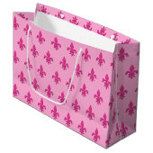 Lilie in Fuchsienrosa auf hellrosa Große Geschenktüte (Vorderseite Schrägansicht)