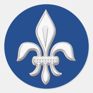 Lilie in Weiß über tiefes Kobaltblau Runder Aufkleber