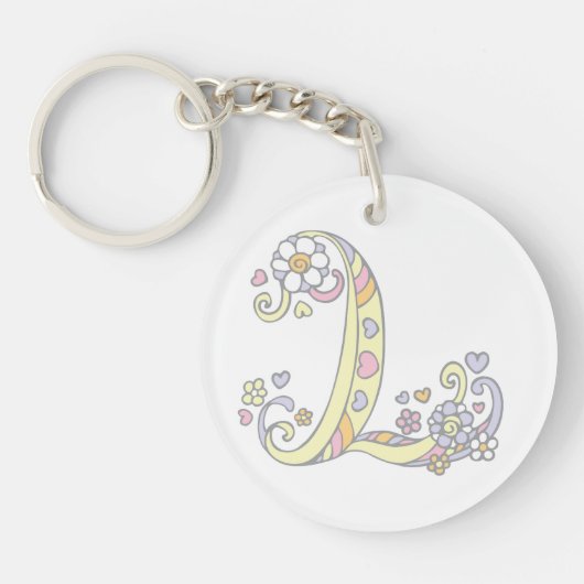 Lilie Initial L Girls nennen personalisierten Schl Schlüsselanhänger (Vorderseite)