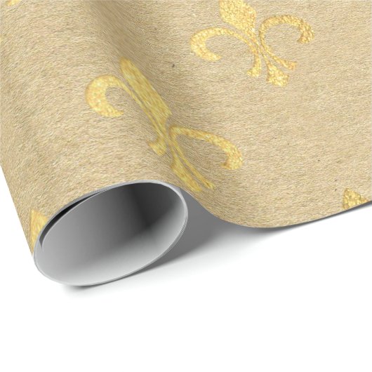 Lilie Kraft Gold Natural Royal Minimal Geschenkpapier (Rolleneckpunkt)