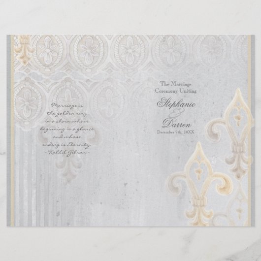 Lilie Lace Damask 2 Gray Wedding Program (Vorderseite)