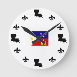 Lilie Louisiana Cajun Flag Clock Runde Wanduhr