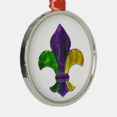 Lilie Mardi Gra addieren Text Silbernes Ornament (Rechts)