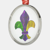 Lilie Mardi Gra addieren Text Silbernes Ornament (Links)