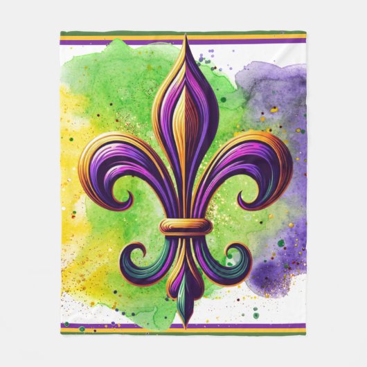 Lilie Mardi Gras Fleecedecke (Vorderseite)