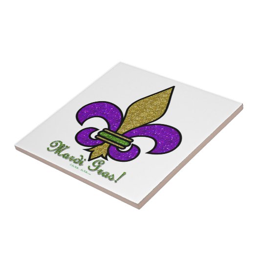 Lilie Mardi Gras Fliese (Seite)