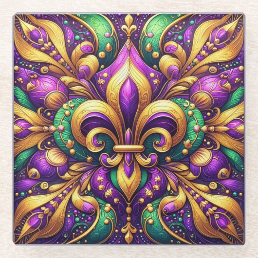 Lilie Mardi gras Glasuntersetzer (Vorderseite)