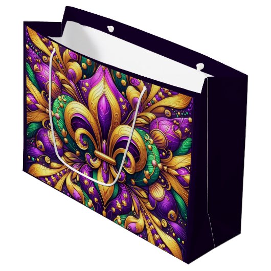 Lilie Mardi gras Große Geschenktüte (Vorderseite Schrägansicht)
