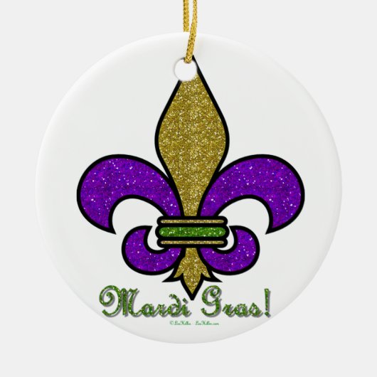 Lilie Mardi Gras Keramikornament (Vorne)