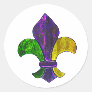 Lilie Mardi Gras New Orleans Jewel Sparkle Runder Aufkleber