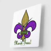 Lilie Mardi Gras Quadratische Wanduhr (Winkel)