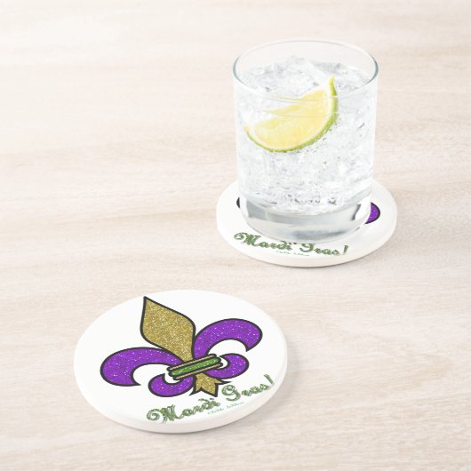 Lilie Mardi Gras Sandstein Untersetzer (Seite)