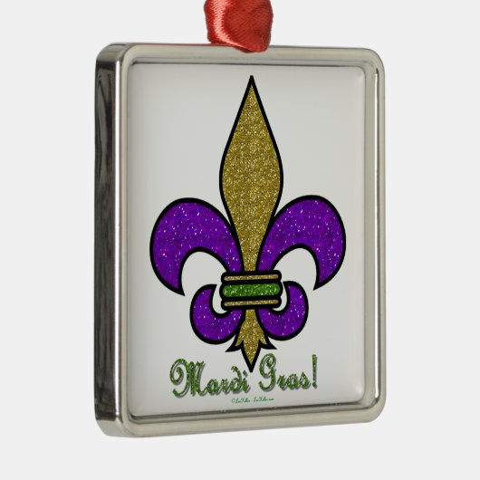 Lilie Mardi Gras Silbernes Ornament (Rechts)