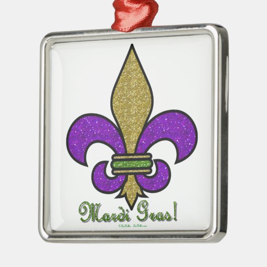 Lilie Mardi Gras Silbernes Ornament (Links)