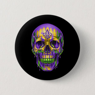 Lilie Mardi Gras Skulls Men Women Girls Boy Button