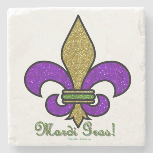 Lilie Mardi Gras Steinuntersetzer (Vorderseite)