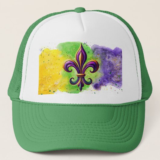 Lilie Mardi Gras Truckerkappe (Vorderseite)