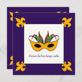 Lilie Mask Mardi Gras Party Einladung (Vorne/Hinten)