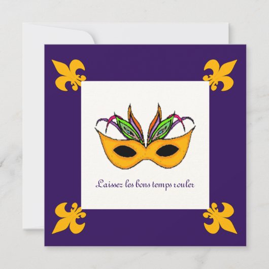 Lilie Mask Mardi Gras Party Einladung (Vorderseite)