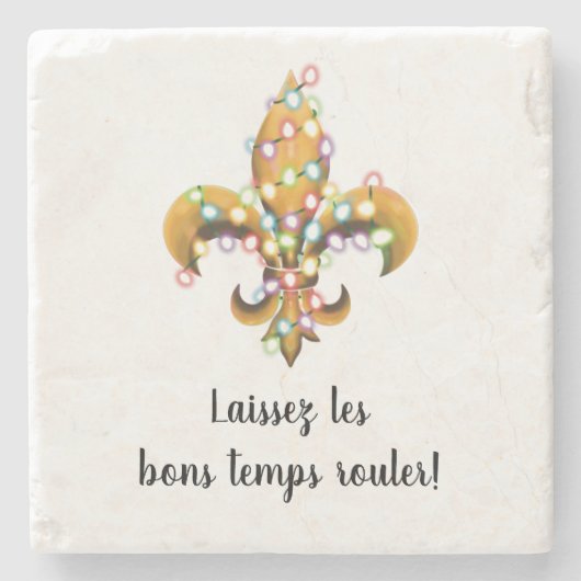 Lilie mit Weihnachtsbeleuchtung Steinuntersetzer (Vorderseite)