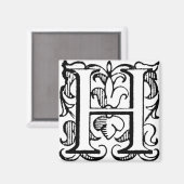 Lilie Monogram 'H' - Magnet (Vorderseite/Rückseite)