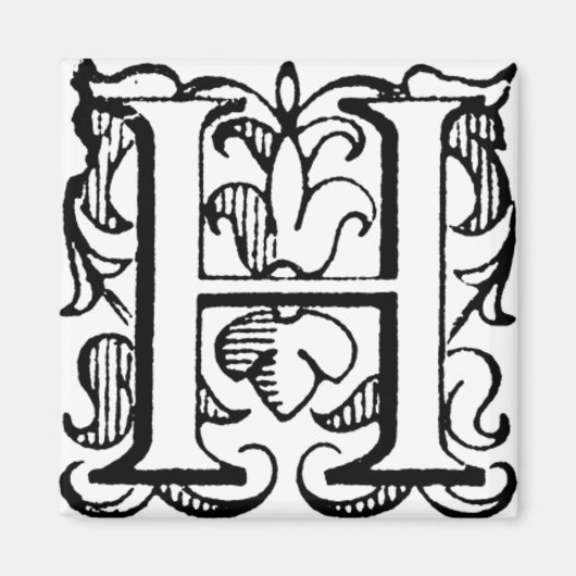 Lilie Monogram 'H' - Magnet (Vorne)