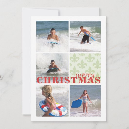 Lilie-Muster Doppelseitige Multi-Fotokarte Feiertagskarte (Vorderseite)