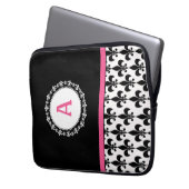 Lilie-Muster in Rosa und Schwarz Laptopschutzhülle (Vorderseite Links)