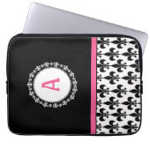 Lilie-Muster in Rosa und Schwarz Laptopschutzhülle (Vorderseite)