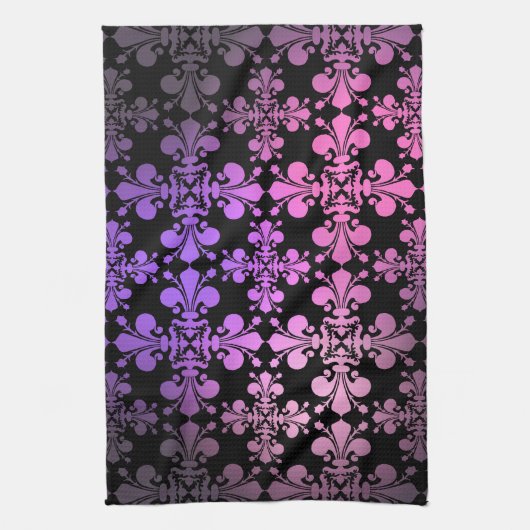 Lilie Muster rosa lila schwarz Handtuch (Vertikal)