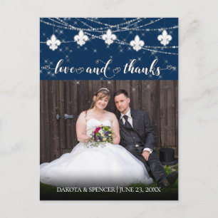 Lilie Navy Blue Lights Liebe und Dank Postkarte
