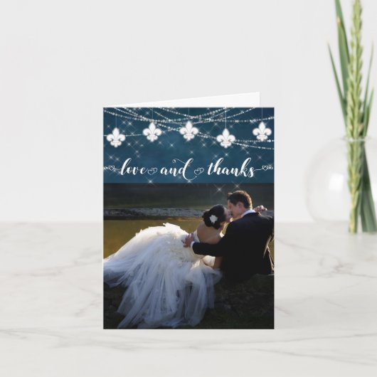 Lilie Navy Blue Lights | Liebe von Foto und Dankeskarte (Vorderseite)