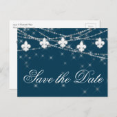 Lilie Navy Blue Lights | Rustikale Hochzeit Ankündigungspostkarte (Vorne/Hinten)