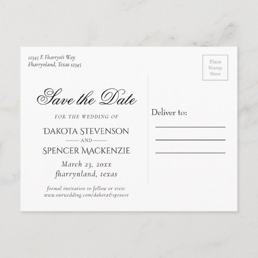 Lilie Navy Blue Lights | Rustikale Hochzeit Ankündigungspostkarte (Rückseite)