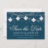Lilie Navy Blue Lights | Rustikale Hochzeit Save The Date (Vorderseite)