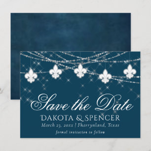 Lilie Navy Blue Lights   Rustikale Hochzeit Save The Date