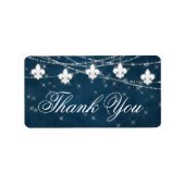 Lilie Navy Blue Lights | Rustikaler Dank Adressaufkleber (Vorne)