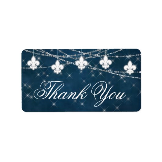 Lilie Navy Blue Lights | Rustikaler Dank Adressaufkleber (Vorne)