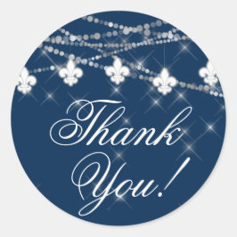 Lilie Navy Blue Lights | Rustikaler Dank Runder Aufkleber